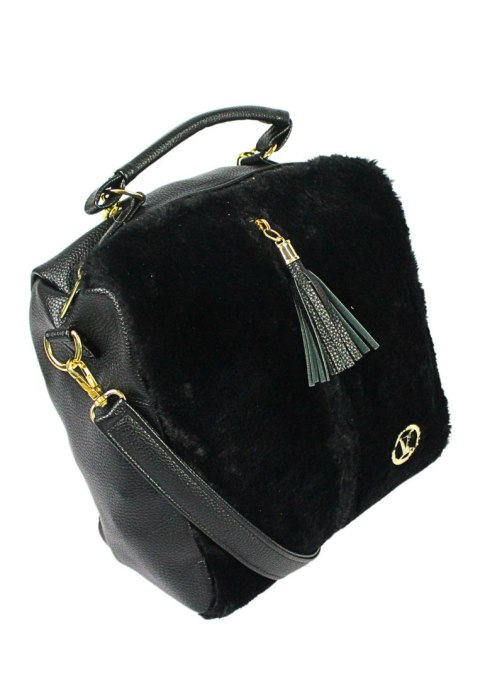 Damski Plecak PolskaGalanteria.pl S86 Czarny z Futerkiem 29 x 24 x 11 z Funkcją Torebki Damski Plecak PolskaGalanteria.pl S86 Czarny z Futerkiem 29 x 24 x 11 z Funkcją Torebki