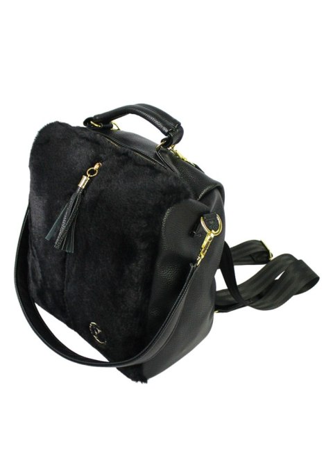 Damski Plecak PolskaGalanteria.pl S86 Czarny z Futerkiem 29 x 24 x 11 z Funkcją Torebki Damski Plecak PolskaGalanteria.pl S86 Czarny z Futerkiem 29 x 24 x 11 z Funkcją Torebki