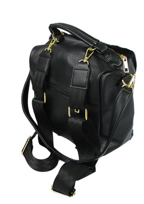 Damski Plecak PolskaGalanteria.pl S86 Czarny z Futerkiem 29 x 24 x 11 z Funkcją Torebki Damski Plecak PolskaGalanteria.pl S86 Czarny z Futerkiem 29 x 24 x 11 z Funkcją Torebki