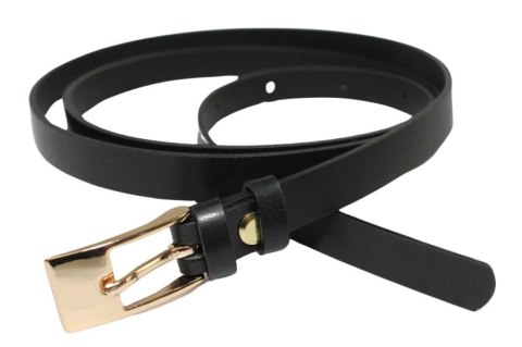 Damski Skórzany Pasek PolskaGalanteria.pl 10mm Czarny Z Prostokątną Złotą Klamrą Damski Skórzany Pasek PolskaGalanteria.pl 10mm Czarny Z Prostokątną Złotą Klamrą