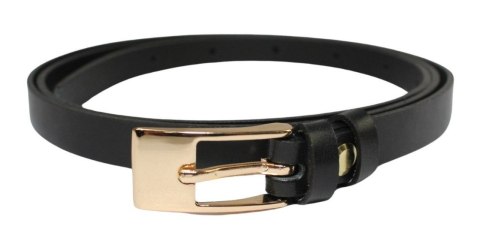 Damski Skórzany Pasek PolskaGalanteria.pl 10mm Czarny Z Prostokątną Złotą Klamrą Damski Skórzany Pasek PolskaGalanteria.pl 10mm Czarny Z Prostokątną Złotą Klamrą