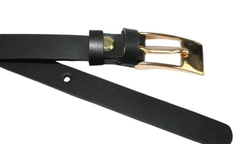 Damski Skórzany Pasek PolskaGalanteria.pl 10mm Czarny Z Prostokątną Złotą Klamrą Damski Skórzany Pasek PolskaGalanteria.pl 10mm Czarny Z Prostokątną Złotą Klamrą