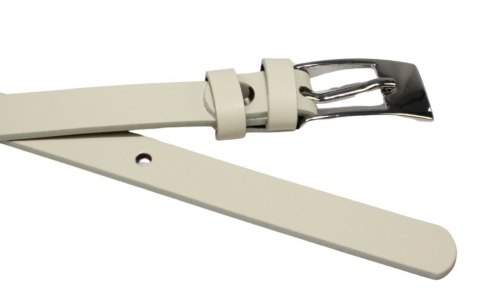 Damski Skórzany Pasek PolskaGalanteria.pl 15 mm Kremowy Z Prostokątną Srebrną Klamrą Damski Skórzany Pasek PolskaGalanteria.pl 15 mm Kremowy Z Prostokątną Srebrną Klamrą