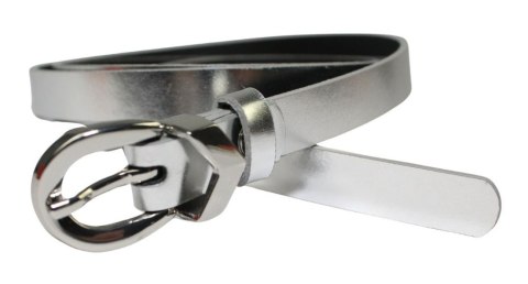 Damski Skórzany Pasek PolskaGalanteria.pl 15 mm Srebrny Z Ozdobną Srebrną Klamrą Damski Skórzany Pasek PolskaGalanteria.pl 15 mm Srebrny Z Ozdobną Srebrną Klamrą