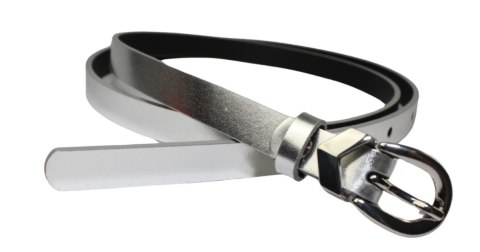 Damski Skórzany Pasek PolskaGalanteria.pl 15 mm Srebrny Z Ozdobną Srebrną Klamrą Damski Skórzany Pasek PolskaGalanteria.pl 15 mm Srebrny Z Ozdobną Srebrną Klamrą