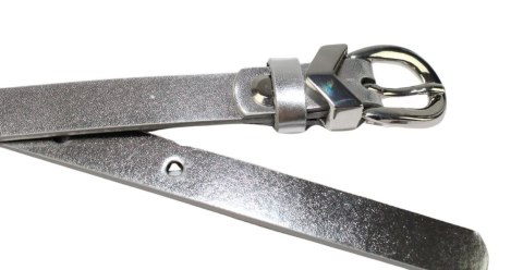 Damski Skórzany Pasek PolskaGalanteria.pl 15 mm Srebrny Z Ozdobną Srebrną Klamrą Damski Skórzany Pasek PolskaGalanteria.pl 15 mm Srebrny Z Ozdobną Srebrną Klamrą