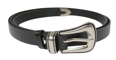 Damski Skórzany Pasek PolskaGalanteria.pl 20 mm Czarny Ze Srebrną Klamrą oraz Metalową Skuwką Damski Skórzany Pasek PolskaGalanteria.pl 20 mm Czarny Ze Srebrną Klamrą oraz Metalową Skuwką