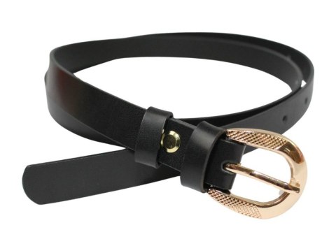Damski Skórzany Pasek PolskaGalanteria.pl 20 mm Czarny Ze Złotą Elegancką Klamrą Damski Skórzany Pasek PolskaGalanteria.pl 20 mm Czarny Ze Złotą Elegancką Klamrą