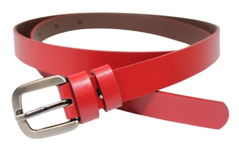 Damski Skórzany Pasek PolskaGalanteria.pl 20 mm Czerwony Ze Srebrną Bezniklową Klamrą Damski Skórzany Pasek PolskaGalanteria.pl 20 mm Czerwony Ze Srebrną Bezniklową Klamrą