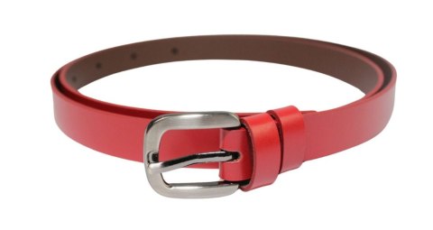 Damski Skórzany Pasek PolskaGalanteria.pl 20 mm Czerwony Ze Srebrną Bezniklową Klamrą Damski Skórzany Pasek PolskaGalanteria.pl 20 mm Czerwony Ze Srebrną Bezniklową Klamrą