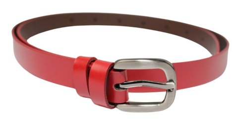 Damski Skórzany Pasek PolskaGalanteria.pl 20 mm Czerwony Ze Srebrną Bezniklową Klamrą Damski Skórzany Pasek PolskaGalanteria.pl 20 mm Czerwony Ze Srebrną Bezniklową Klamrą