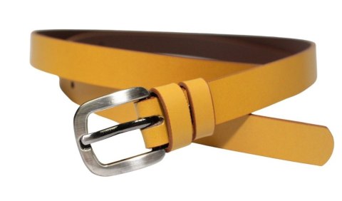 Damski Skórzany Pasek PolskaGalanteria.pl 20 mm ŻÓŁTY Miodowy Ze Srebrną Bezniklową Klamrą Damski Skórzany Pasek PolskaGalanteria.pl 20 mm ŻÓŁTY Miodowy Ze Srebrną Bezniklową Klamrą