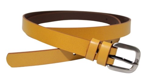 Damski Skórzany Pasek PolskaGalanteria.pl 20 mm ŻÓŁTY Miodowy Ze Srebrną Bezniklową Klamrą Damski Skórzany Pasek PolskaGalanteria.pl 20 mm ŻÓŁTY Miodowy Ze Srebrną Bezniklową Klamrą