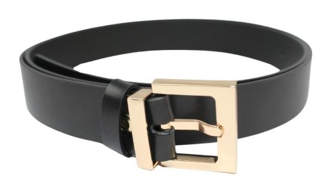 Damski Skórzany Pasek PolskaGalanteria.pl 30 mm Czarny Ze Złotą Prostokątną Bezniklową Klamrą Damski Skórzany Pasek PolskaGalanteria.pl 30 mm Czarny Ze Złotą Prostokątną Bezniklową Klamrą
