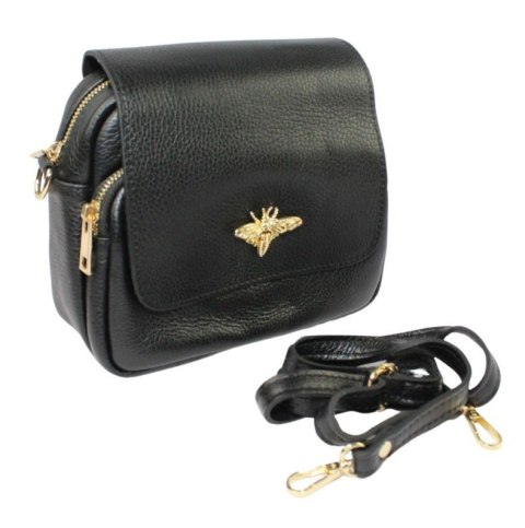 Elegancka Listonoszka POLSKA GALANTERIA Ze Skóry Naturalnej Z Ozdobną Klapką 19-68 CZARNA Elegancka Listonoszka POLSKA GALANTERIA Ze Skóry Naturalnej Z Ozdobną Klapką 19-68 CZARNA