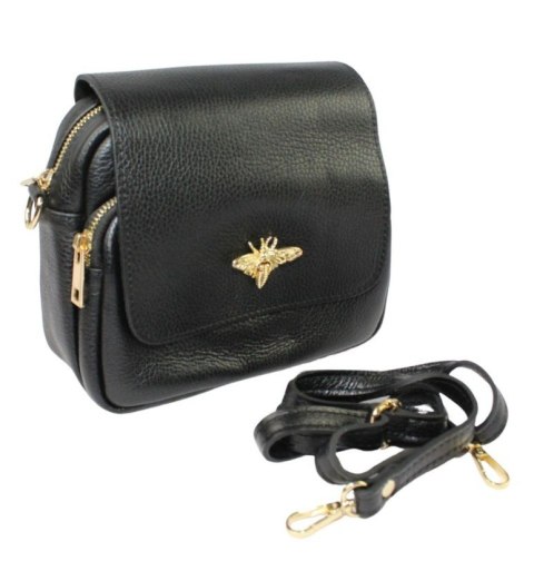 Elegancka Listonoszka POLSKA GALANTERIA Ze Skóry Naturalnej Z Ozdobną Klapką 19-68 CZARNA Elegancka Listonoszka POLSKA GALANTERIA Ze Skóry Naturalnej Z Ozdobną Klapką 19-68 CZARNA