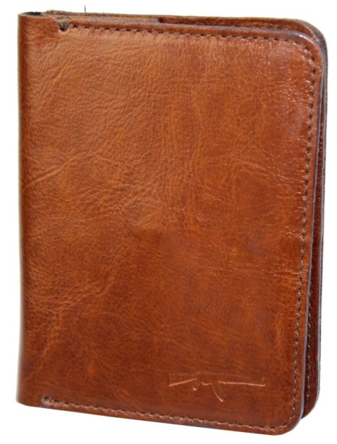 Etui Na Karty Dokumenty PolskaGalanteria Duże BRĄZOWY Skóra Naturalna Pionowe z Miejscem Na Bilon MOTYW KARABIN 12 x 9 [cm]