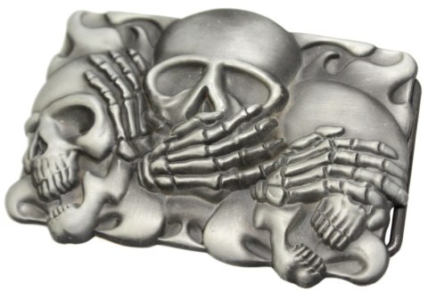 Klamra Bezniklowa Do Paska Sprzączka Pełna Blaszka Z Bolczykiem 40 mm Metalowa Solidna KBOL40/77 "TRZY MĄDRE CZASZKI" Klamra Bezniklowa Do Paska Sprzączka Pełna Blaszka Z Bolczykiem 40 mm Metalowa Solidna KBOL40/77 "TRZY MĄDRE CZASZKI"
