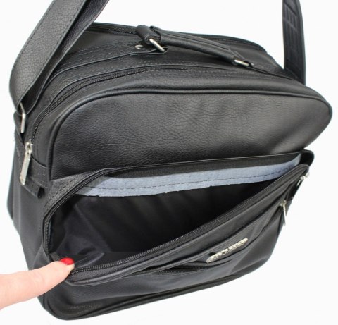 Męska Solidna Pozioma Torba BAG STREET 1801 CZARNA Skóra Włoska 35 x 30 x 19 [cm]