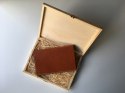 Notatnik W Skórzanej Oprawie Whiskey + Pudełko Drewniane Wymienne Wkłady Skóra Licowa Vintage Solidny Notes