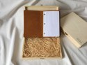 Notatnik W Skórzanej Oprawie Whiskey + Pudełko Drewniane Wymienne Wkłady Skóra Licowa Vintage Solidny Notes