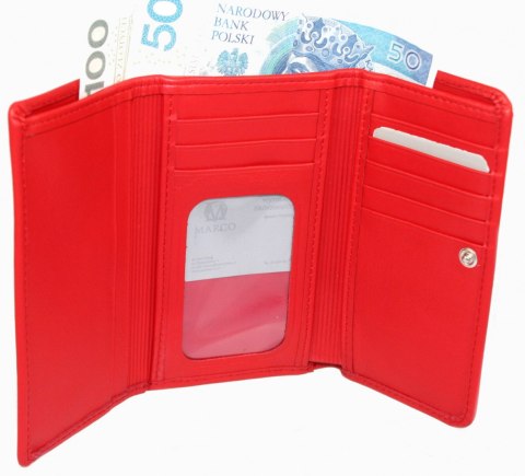OUTLET Portfel Damski Skórzany Marco (PL) 14 cm Klamra Skóra Naturalna CZERWONY MATOWY PD 03 OUTLET Portfel Damski Skórzany Marco (PL) 14 cm Klamra Skóra Naturalna CZERWONY MATOWY PD 03