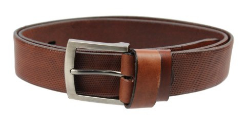 Pasek BRĄZOWY COMPLEX (PL) Tłoczony Wzór "JODEŁKA" Skóra Naturalna Licowa 40 mm Pasek BRĄZOWY COMPLEX (PL) Tłoczony Wzór "JODEŁKA" Skóra Naturalna Licowa 40 mm