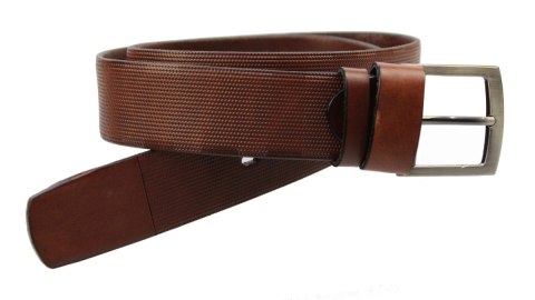 Pasek BRĄZOWY COMPLEX (PL) Tłoczony Wzór "JODEŁKA" Skóra Naturalna Licowa 40 mm Pasek BRĄZOWY COMPLEX (PL) Tłoczony Wzór "JODEŁKA" Skóra Naturalna Licowa 40 mm