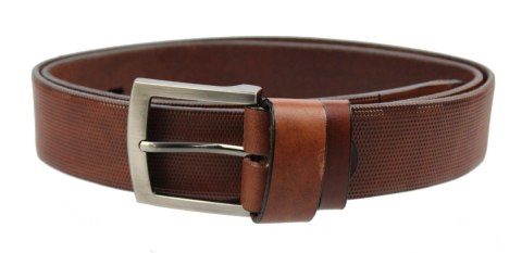 Pasek BRĄZOWY COMPLEX (PL) Tłoczony Wzór "JODEŁKA" Skóra Naturalna Licowa 40 mm Pasek BRĄZOWY COMPLEX (PL) Tłoczony Wzór "JODEŁKA" Skóra Naturalna Licowa 40 mm