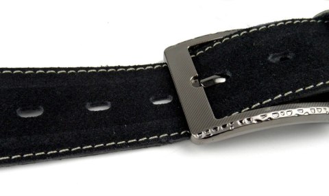 Pasek Czarny Z Nitką Ecru COMPLEX (PL) Skóra Naturalna Licowa Zamsz 40 mm Pasek Czarny Z Nitką Ecru COMPLEX (PL) Skóra Naturalna Licowa Zamsz 40 mm