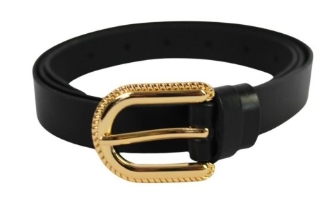 Pasek Damski Skórzany Arucce (PL) Skóra Licowa EXTRA 30 mm CZARNY Złota Klamra V Pasek Damski Skórzany Arucce (PL) Skóra Licowa EXTRA 30 mm CZARNY Złota Klamra V
