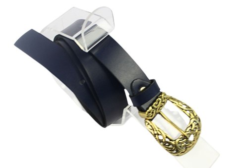 Pasek Damski Skórzany Arucce (PL) Skóra Licowa EXTRA Gładki 30 mm GRANATOWY Ozdobna Złota Klamra Pasek Damski Skórzany Arucce (PL) Skóra Licowa EXTRA Gładki 30 mm GRANATOWY Ozdobna Złota Klamra