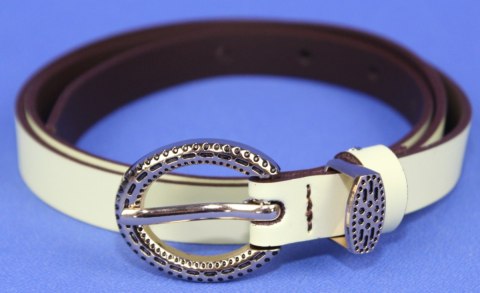 Pasek Damski Skórzany Gładki Arucce (PL) 15 mm Wąski Złota klamra Metalowa Szlufka JASNY ŻÓŁTY Pasek Damski Skórzany Gładki Arucce (PL) 15 mm Wąski Złota klamra Metalowa Szlufka JASNY ŻÓŁTY