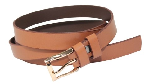 Pasek Damski Skórzany Gładki Arucce (PL) 20 mm BRĄZOWY Złota Klamra Wąski Pasek Damski Skórzany Gładki Arucce (PL) 20 mm BRĄZOWY Złota Klamra Wąski