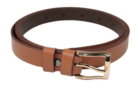 Pasek Damski Skórzany Gładki Arucce (PL) 20 mm BRĄZOWY Złota Klamra Wąski Pasek Damski Skórzany Gładki Arucce (PL) 20 mm BRĄZOWY Złota Klamra Wąski