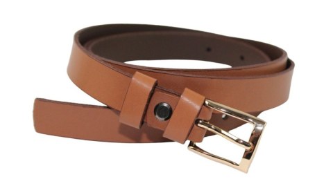 Pasek Damski Skórzany Gładki Arucce (PL) 20 mm BRĄZOWY Złota Klamra Wąski Pasek Damski Skórzany Gładki Arucce (PL) 20 mm BRĄZOWY Złota Klamra Wąski