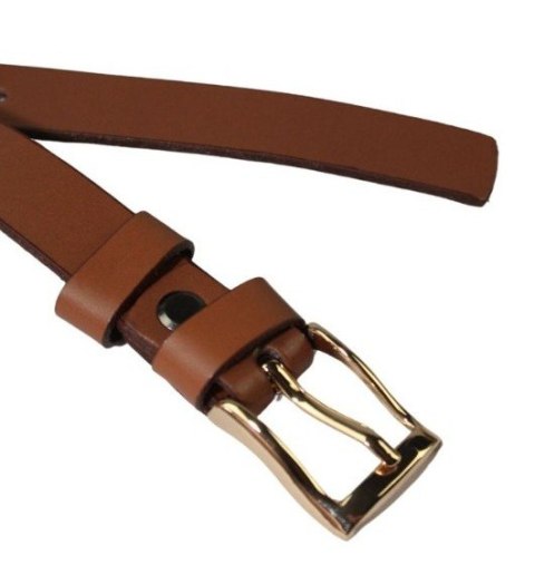 Pasek Damski Skórzany Gładki Arucce (PL) 20 mm BRĄZOWY Złota Klamra Wąski Pasek Damski Skórzany Gładki Arucce (PL) 20 mm BRĄZOWY Złota Klamra Wąski