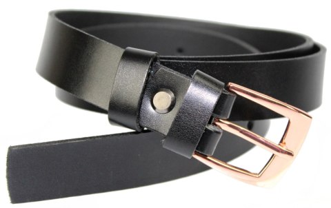 Pasek Damski Skórzany Gładki Arucce (PL) 20 mm Skóra Licowa Miedziana Klamra CZARNY Wąski Pasek Damski Skórzany Gładki Arucce (PL) 20 mm Skóra Licowa Miedziana Klamra CZARNY Wąski