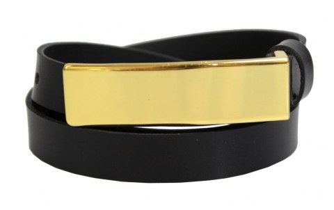 Pasek Damski Skórzany Gładki Arucce (PL) 20 mm Skóra Licowa Złota Klamra BOLCZYK CZARNY Wąski Pasek Damski Skórzany Gładki Arucce (PL) 20 mm Skóra Licowa Złota Klamra BOLCZYK CZARNY Wąski