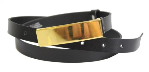 Pasek Damski Skórzany Gładki Arucce (PL) 20 mm Skóra Licowa Złota Klamra BOLCZYK CZARNY Wąski Pasek Damski Skórzany Gładki Arucce (PL) 20 mm Skóra Licowa Złota Klamra BOLCZYK CZARNY Wąski
