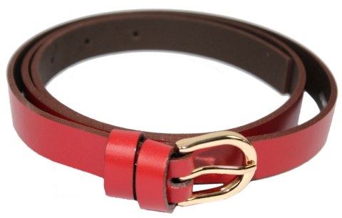 Pasek Damski Skórzany Gładki Arucce (PL) 20 mm Skóra Licowa Złota Klamra CIEMNY CZERWONY Wąski Pasek Damski Skórzany Gładki Arucce (PL) 20 mm Skóra Licowa Złota Klamra CIEMNY CZERWONY Wąski