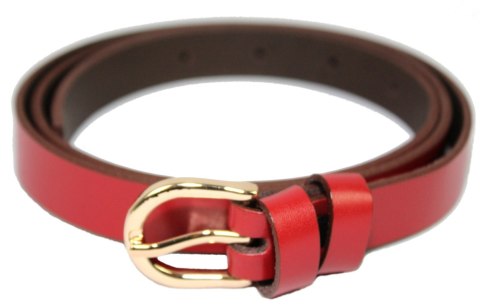 Pasek Damski Skórzany Gładki Arucce (PL) 20 mm Skóra Licowa Złota Klamra CIEMNY CZERWONY Wąski Pasek Damski Skórzany Gładki Arucce (PL) 20 mm Skóra Licowa Złota Klamra CIEMNY CZERWONY Wąski