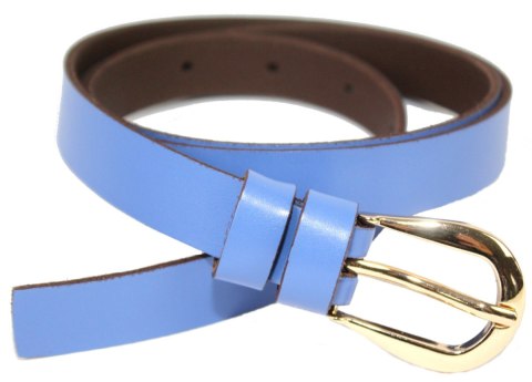 Pasek Damski Skórzany Gładki Arucce (PL) 20 mm Skóra Licowa Złota Klamra JASNY INDYGO Wąski Pasek Damski Skórzany Gładki Arucce (PL) 20 mm Skóra Licowa Złota Klamra JASNY INDYGO Wąski