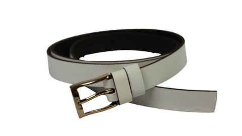 Pasek Damski Skórzany Gładki Arucce (PL) 20 mm Skóra Licowa Złota Klamra KREMOWY z Czekoladową Lamówką Wąski Pasek Damski Skórzany Gładki Arucce (PL) 20 mm Skóra Licowa Złota Klamra KREMOWY z Czekoladową Lamówką Wąski