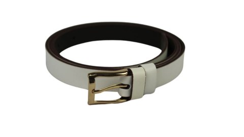 Pasek Damski Skórzany Gładki Arucce (PL) 20 mm Skóra Licowa Złota Klamra KREMOWY z Czekoladową Lamówką Wąski Pasek Damski Skórzany Gładki Arucce (PL) 20 mm Skóra Licowa Złota Klamra KREMOWY z Czekoladową Lamówką Wąski