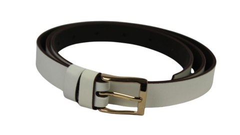 Pasek Damski Skórzany Gładki Arucce (PL) 20 mm Skóra Licowa Złota Klamra KREMOWY z Czekoladową Lamówką Wąski Pasek Damski Skórzany Gładki Arucce (PL) 20 mm Skóra Licowa Złota Klamra KREMOWY z Czekoladową Lamówką Wąski