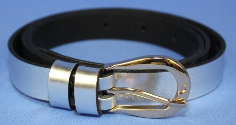 Pasek Damski Skórzany Gładki Arucce (PL) 20 mm Skóra Licowa Złota Klamra SREBRNY Wąski Pasek Damski Skórzany Gładki Arucce (PL) 20 mm Skóra Licowa Złota Klamra SREBRNY Wąski