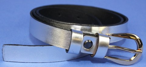 Pasek Damski Skórzany Gładki Arucce (PL) 20 mm Skóra Licowa Złota Klamra SREBRNY Wąski Pasek Damski Skórzany Gładki Arucce (PL) 20 mm Skóra Licowa Złota Klamra SREBRNY Wąski