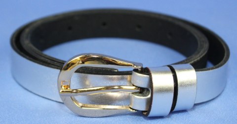 Pasek Damski Skórzany Gładki Arucce (PL) 20 mm Skóra Licowa Złota Klamra SREBRNY Wąski Pasek Damski Skórzany Gładki Arucce (PL) 20 mm Skóra Licowa Złota Klamra SREBRNY Wąski