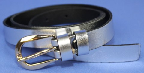 Pasek Damski Skórzany Gładki Arucce (PL) 20 mm Skóra Licowa Złota Klamra SREBRNY Wąski Pasek Damski Skórzany Gładki Arucce (PL) 20 mm Skóra Licowa Złota Klamra SREBRNY Wąski